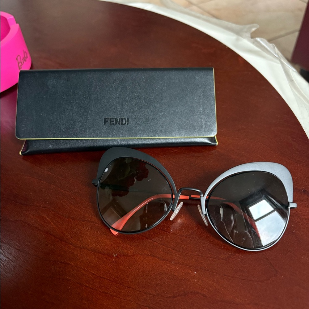 Fendi Black and Red Cat-Eye Sunglasses